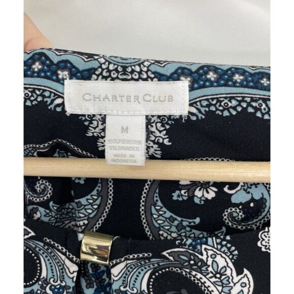 Charter Club Liquid Knit Paisley Keyhole Hardware‎ Blouse Size Medium Career - Picture 4 of 8